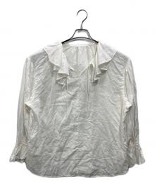 SLOW 23区（スロー23ク）の古着「テンセルコットンジョーゼット フリル ブラウス」｜ホワイト