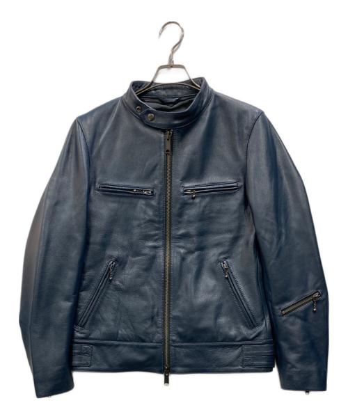 Haruf（ハルフ）Haruf (ハルフ) シングルライダースジャケット ネイビー サイズ:Ｍの古着・服飾アイテム