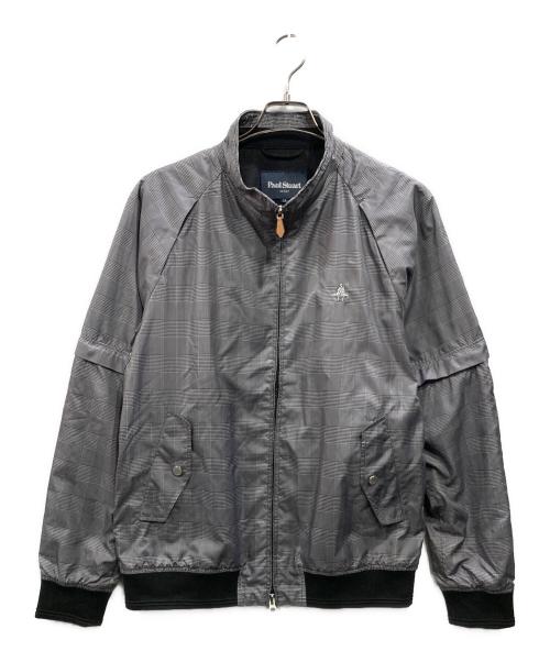 Paul Stuart（ポールスチュアート）Paul Stuart (ポールスチュアート) グレンチェックジップジャケット グレー サイズ:LLの古着・服飾アイテム