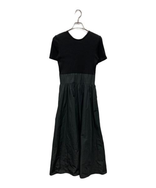 UNITED ARROWS TOKYO（ユナイテッドアローズトウキョウ）UNITED ARROWS TOKYO (ユナイテッドアローズトウキョウ) V ネック フィット＆フレア タフタ ワンピース ブラック サイズ:38の古着・服飾アイテム