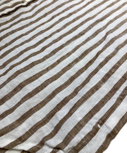 POLO RALPH LAUREN（ポロ・ラルフローレン）POLO RALPH LAUREN (ポロ・ラルフローレン) N/Sリネンシャツ ホワイト×ブラウン サイズ:4の古着・服飾アイテム