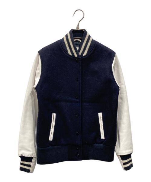 GB sport（ゴールデンベアスポーツ）GB SPORT (ゴールデンベアスポーツ) SHIPS (シップス) 別注レザースリーブスタジャン ネイビー サイズ:Mの古着・服飾アイテム