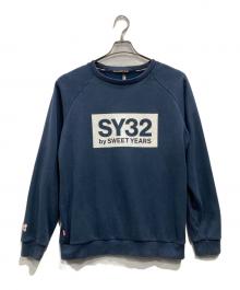sy32 by sweet years（エスワイサーティトゥバイスィートイヤーズ）の古着「ロゴクルーネックスウェット」｜ネイビー