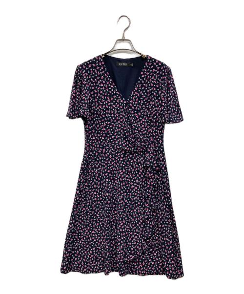 LAUREN RALPH LAUREN（ローレンラルフローレン）LAUREN RALPH LAUREN (ローレンラルフローレン) 半袖ワンピース ネイビー×ピンク サイズ:4の古着・服飾アイテム