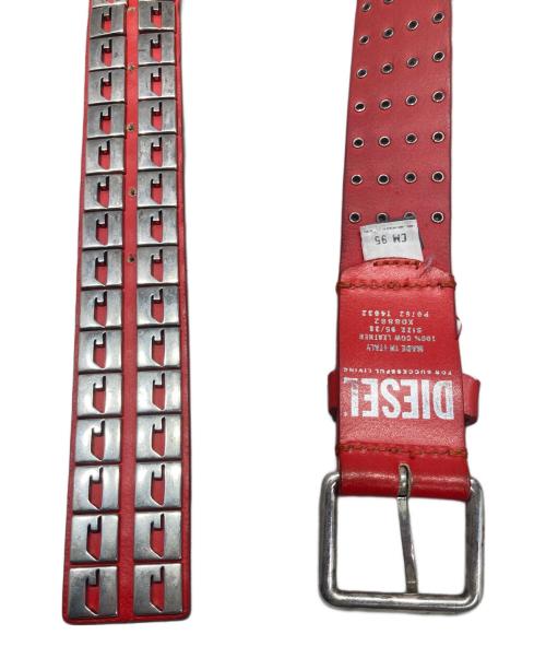 DIESEL（ディーゼル）DIESEL (ディーゼル) レザーベルト レッド サイズ:95/38の古着・服飾アイテム