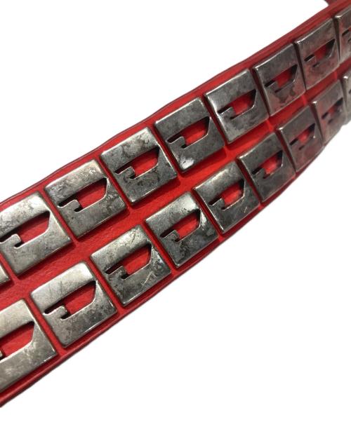 DIESEL（ディーゼル）DIESEL (ディーゼル) レザーベルト レッド サイズ:95/38の古着・服飾アイテム