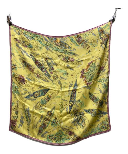 manipuri（マニプリ）manipuri (マニプリ) フロートマーケットプリントスカーフ イエローの古着・服飾アイテム