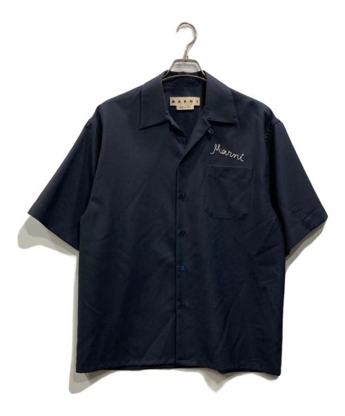 MARNI（マルニ）MARNI (マルニ) ロゴ刺繍オープンカラーシャツ ネイビー サイズ:46の古着・服飾アイテム