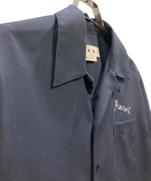 MARNI（マルニ）MARNI (マルニ) ロゴ刺繍オープンカラーシャツ ネイビー サイズ:46の古着・服飾アイテム