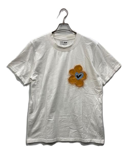 TTT MSW（ティー）TTT MSW (ティー) フラワーワッペンTシャツ ホワイト サイズ:Lの古着・服飾アイテム