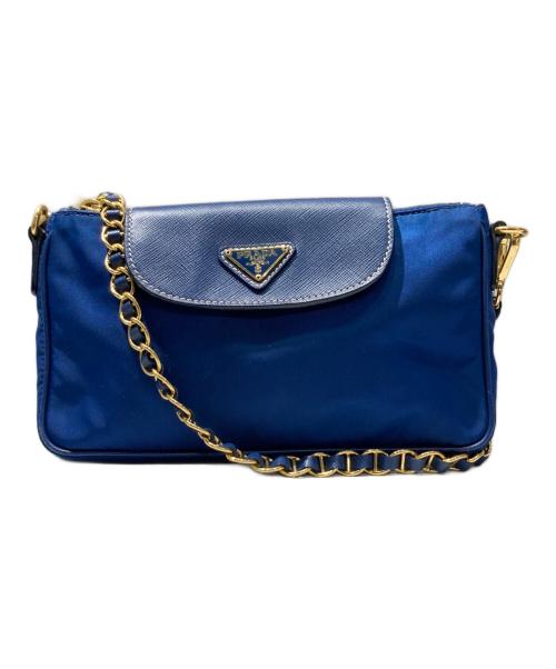 PRADA（プラダ）PRADA (プラダ) チェーンショルダーバッグ ネイビーの古着・服飾アイテム