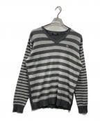 BURBERRY BLACK LABELバーバリーブラックレーベル）の古着「カシミヤ混ボーダーニット」｜グレー