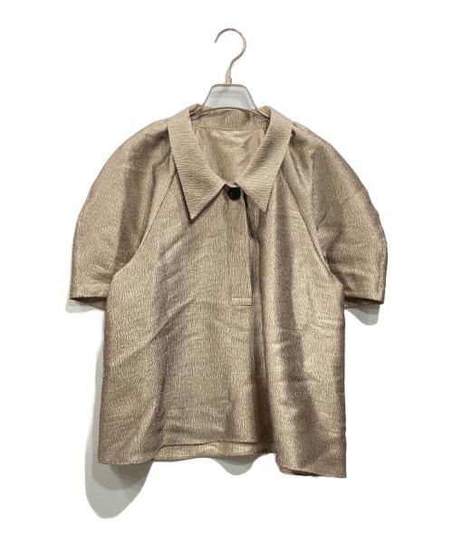 machatt（マチャット）machatt (マチャット) メタリックパフスリーブ ジャガードブラウス ゴールド サイズ:Fの古着・服飾アイテム