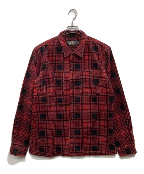 RRL（ダブルアールエル）RRL (ダブルアールエル) チェックコーデュロイシャツ レッド サイズ:Mの古着・服飾アイテム
