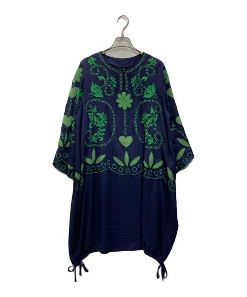 TOKUKO1erVOL（トクコプルミエヴォル）TOKUKO1erVOL (トクコプルミエヴォル) ワッペン刺繍ワンピース ネイビー サイズ:9の古着・服飾アイテム