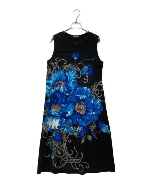 TOKUKO1erVOL（トクコプルミエヴォル）TOKUKO1erVOL (トクコプルミエヴォル) 花柄ノースリーブワンピース ブラック サイズ:9の古着・服飾アイテム