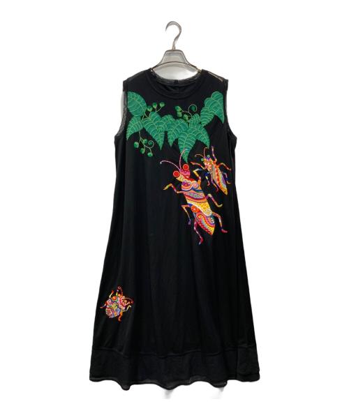TOKUKO1erVOL（トクコプルミエヴォル）TOKUKO1erVOL (トクコプルミエヴォル) ノースリーブ刺繍ワンピース ブラック サイズ:9の古着・服飾アイテム