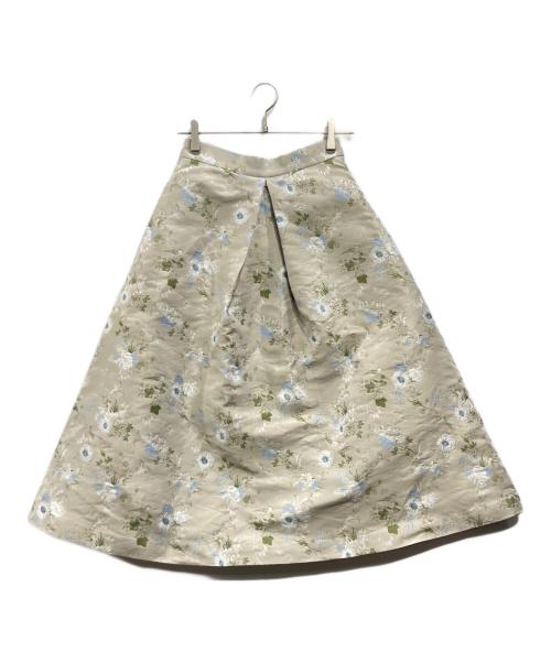 SEVEN TEN by MIHO KAWAHITO（セブン テン バイ ミホ カワヒト）SEVEN TEN by MIHO KAWAHITO (セブン テン バイ ミホ カワヒト) シノワズリジャガードスカート ライトグレー サイズ:Ｓの古着・服飾アイテム
