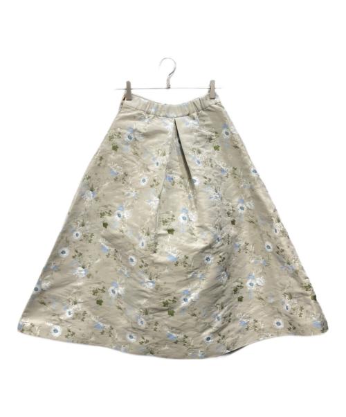 SEVEN TEN by MIHO KAWAHITO（セブン テン バイ ミホ カワヒト）SEVEN TEN by MIHO KAWAHITO (セブン テン バイ ミホ カワヒト) シノワズリジャガードスカート ライトグレー サイズ:Ｓの古着・服飾アイテム