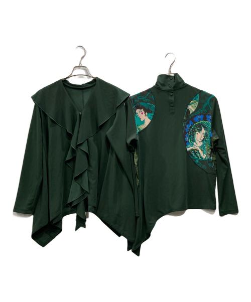 TOKUKO1erVOL（トクコプルミエヴォル）TOKUKO1erVOL (トクコプルミエヴォル) 総柄セットアップ モスグリーン サイズ:9の古着・服飾アイテム