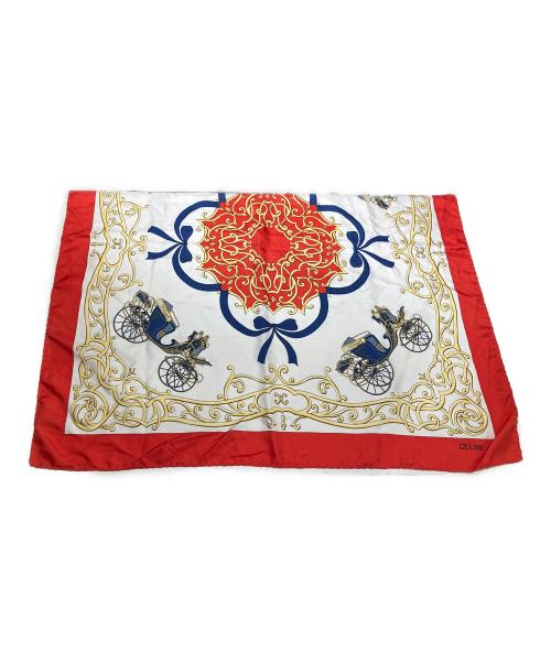 CELINE（セリーヌ）CELINE (セリーヌ) 馬車デザインシルクスカーフ レッド サイズ:-の古着・服飾アイテム