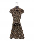 BURBERRY BLUE LABELバーバリーロンドンブルーレーベル）の古着「フレンチスリーブワンピース」｜ブラウン