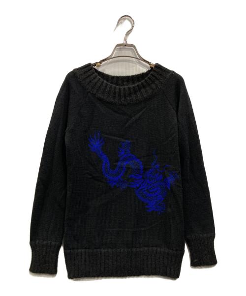 VIVIENNE TAM（ヴィヴィアンタム）VIVIENNE TAM (ヴィヴィアンタム) ドラゴン刺繍ニット ブラックの古着・服飾アイテム