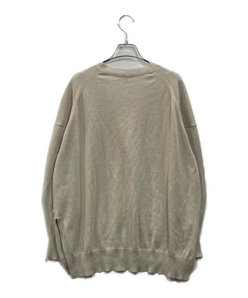UNTITLED（アンタイトル）UNTITLED (アンタイトル) ペーパーエステルポンチョ風Vネックカーディガン ベージュ サイズ:4の古着・服飾アイテム