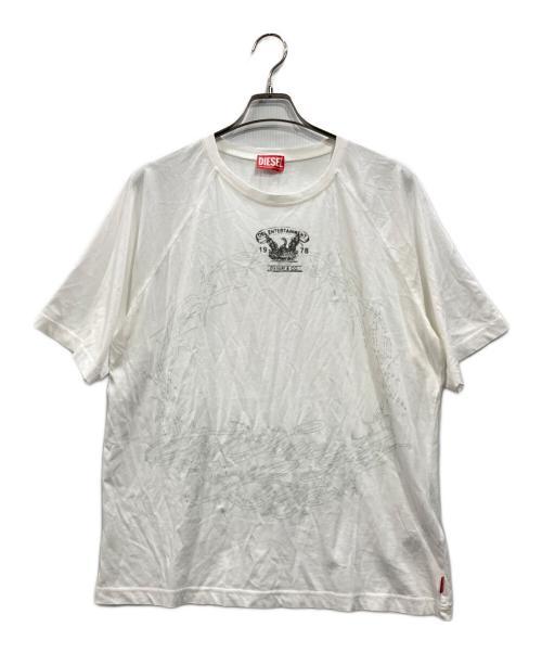 DIESEL（ディーゼル）DIESEL (ディーゼル) T-ROXT-Q1 ラグランTシャツ ホワイト サイズ:Mの古着・服飾アイテム