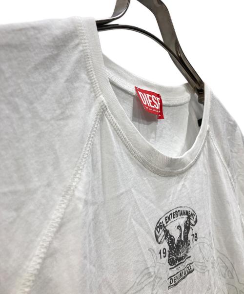 DIESEL（ディーゼル）DIESEL (ディーゼル) T-ROXT-Q1 ラグランTシャツ ホワイト サイズ:Mの古着・服飾アイテム