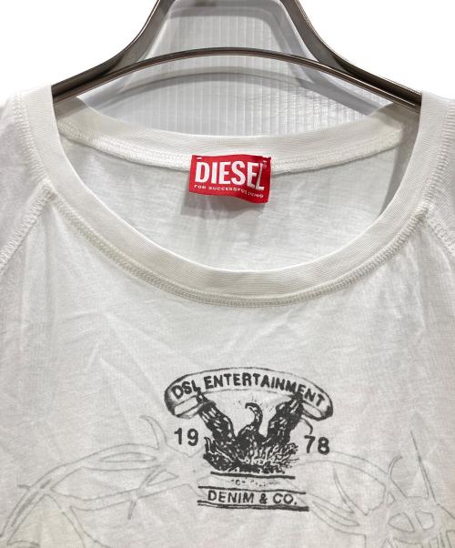 DIESEL（ディーゼル）DIESEL (ディーゼル) T-ROXT-Q1 ラグランTシャツ ホワイト サイズ:Mの古着・服飾アイテム