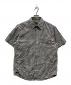 stussyステューシー）の古着「ギンガムチェックシャツ」｜ホワイト×ブラック