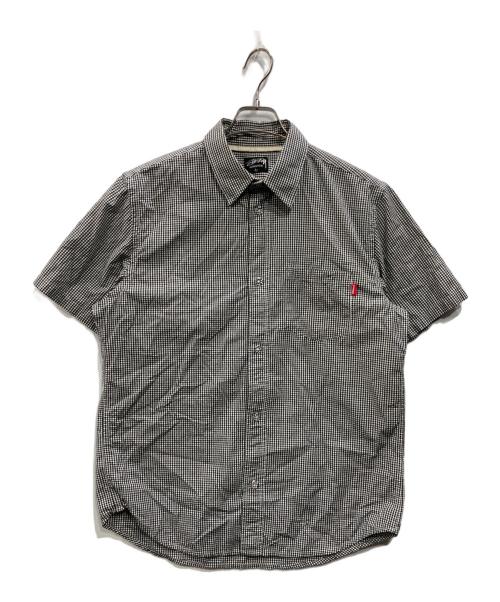stussy（ステューシー）stussy (ステューシー) ギンガムチェックシャツ ホワイト×ブラック サイズ:Lの古着・服飾アイテム