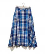 POLO RALPH LAURENポロ・ラルフローレン）の古着「リネンチェックスカート」｜ブルー
