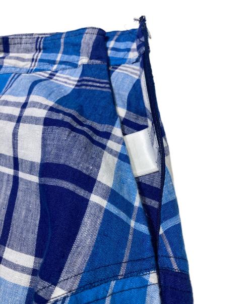 POLO RALPH LAUREN（ポロ・ラルフローレン）POLO RALPH LAUREN (ポロ・ラルフローレン) リネンチェックスカート ブルー サイズ:6の古着・服飾アイテム