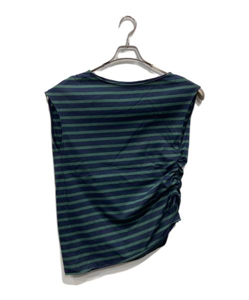 VERMEIL par iena（ヴェルメイユ パー イエナ）VERMEIL par iena (ヴェルメイユ パー イエナ) アシンメトリープルオーバー グリーン×ネイビー サイズ:Freeの古着・服飾アイテム