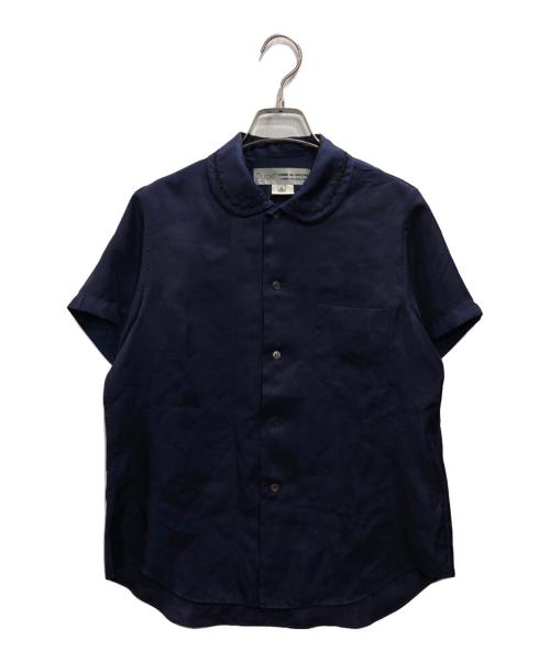 COMME des GARCONS COMME des GARCONS（コムデギャルソン コムデギャルソン）COMME des GARCONS COMME des GARCONS (コムデギャルソン コムデギャルソン) Jupe BY JACKIE (ジュップバイジャッキー) 丸襟シルクシャツ ネイビー サイズ:Ｓの古着・服飾アイテム
