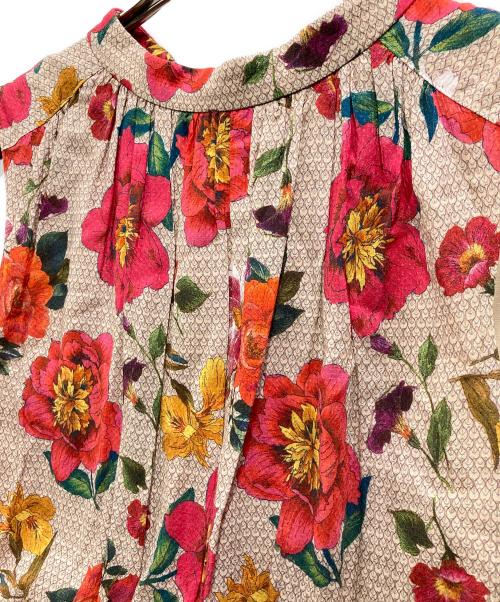 ANAYI（アナイ）ANAYI (アナイ) 花柄ノースリーブワンピース ベージュ×レッド サイズ:Ｓの古着・服飾アイテム