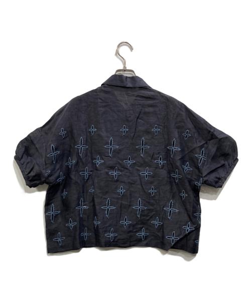 mina perhonen（ミナ ペルホネン）mina perhonen (ミナ ペルホネン) リネンシャツ ネイビー サイズ:Mの古着・服飾アイテム