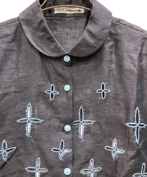 mina perhonen（ミナ ペルホネン）mina perhonen (ミナ ペルホネン) リネンシャツ ネイビー サイズ:Mの古着・服飾アイテム