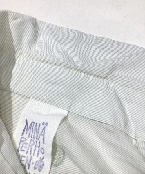 mina perhonen（ミナ ペルホネン）mina perhonen (ミナ ペルホネン) シルク混蝶々刺繍シャツ グリーン サイズ:Mの古着・服飾アイテム
