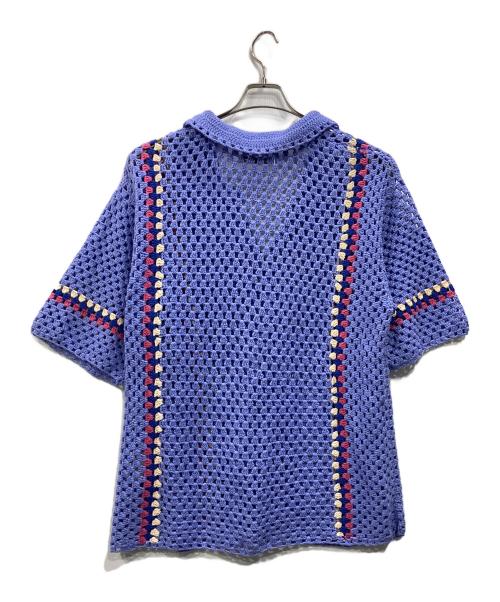 JOURNAL STANDARD relume（ジャーナルスタンダード レリューム）JOURNAL STANDARD relume (ジャーナルスタンダード レリューム) クロシェアミ 半袖ニットシャツ パープル サイズ:Lの古着・服飾アイテム