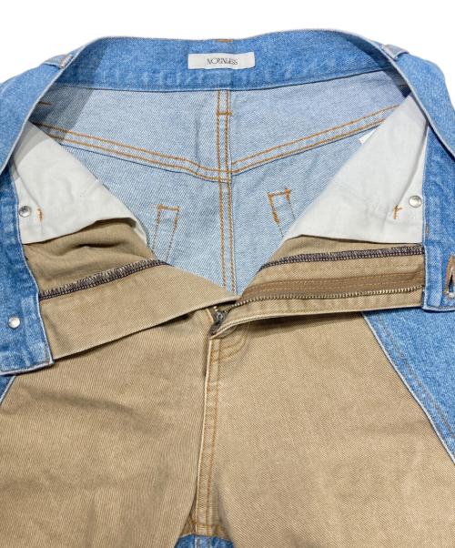 NOUNLESS（ナウンレス）NOUNLESS (ナウンレス) チノドッキングデニムパンツ ブルー×ベージュ サイズ:2の古着・服飾アイテム