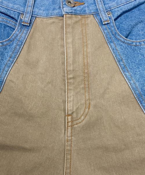 NOUNLESS（ナウンレス）NOUNLESS (ナウンレス) チノドッキングデニムパンツ ブルー×ベージュ サイズ:2の古着・服飾アイテム