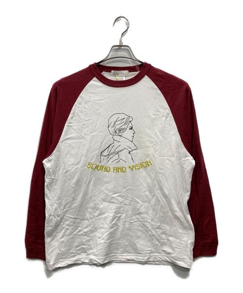 BEAMS（ビームス）BEAMS (ビームス) memes SOUNDVISION Raglan Sleeve Tee ホワイト×レッド サイズ:Lの古着・服飾アイテム