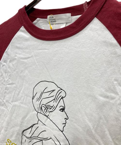 BEAMS（ビームス）BEAMS (ビームス) memes SOUNDVISION Raglan Sleeve Tee ホワイト×レッド サイズ:Lの古着・服飾アイテム