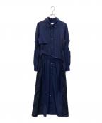 HAREハレ）の古着「カットアウトジャガードキリカエワンピース」｜ネイビー