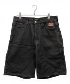 X-LARGEエクストララージ）の古着「DENIM PAINTER SHORT PANTS」｜ブラック