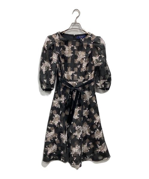 M'S GRACY（エムズグレイシー）M'S GRACY (エムズグレイシー) シアースリーブ花柄ワンピース ブラック サイズ:SIZE 38の古着・服飾アイテム