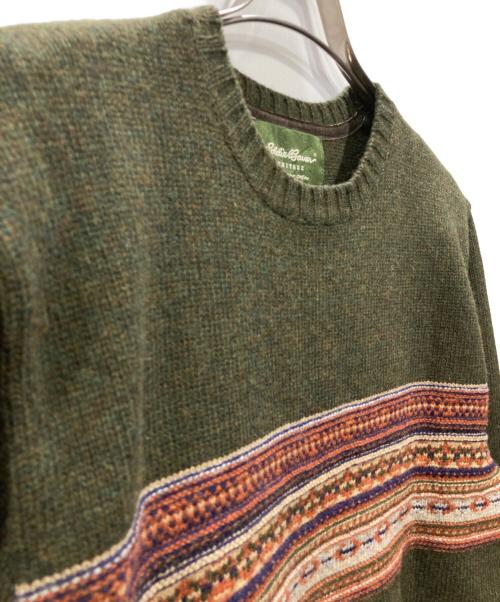 Eddie Bauer（エディーバウアー）Eddie Bauer (エディーバウアー) エルボーパッチニット モスグリーン サイズ:Mの古着・服飾アイテム